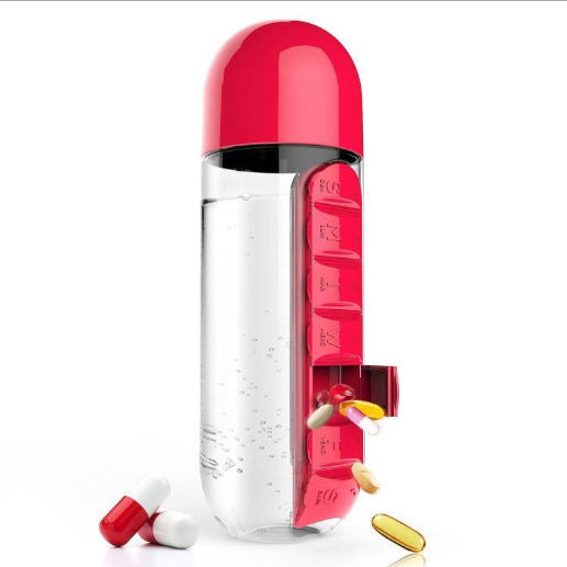 Botella con Pastillero Integrado 2 en 1